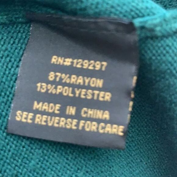 Iman Green Long Sleeve Gold Button Shoulder Women Sweater Size M - Picture 8 of 10